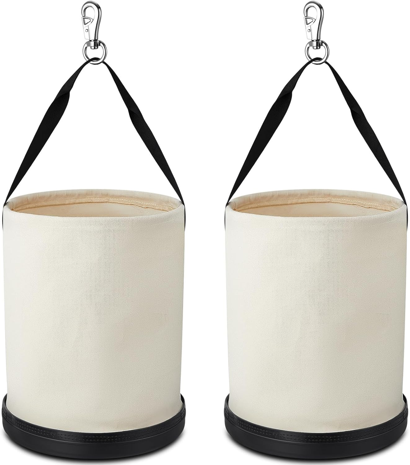 2 Pack Heavy Duty Canvas Tool Bags with Plastic Bottom & Metal Hook, 15″x12