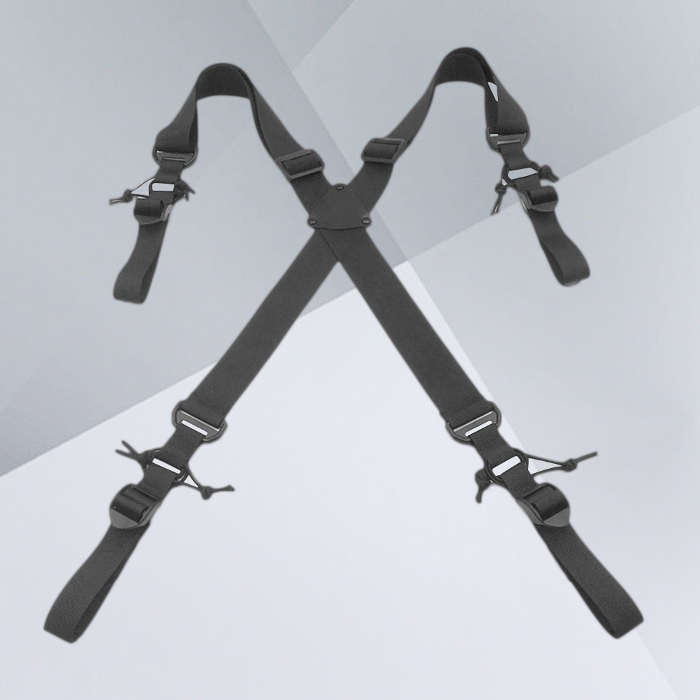 1 Pair Durable Adjustable Suspenders Bag X Back Heavy Duty for Outdoor Black