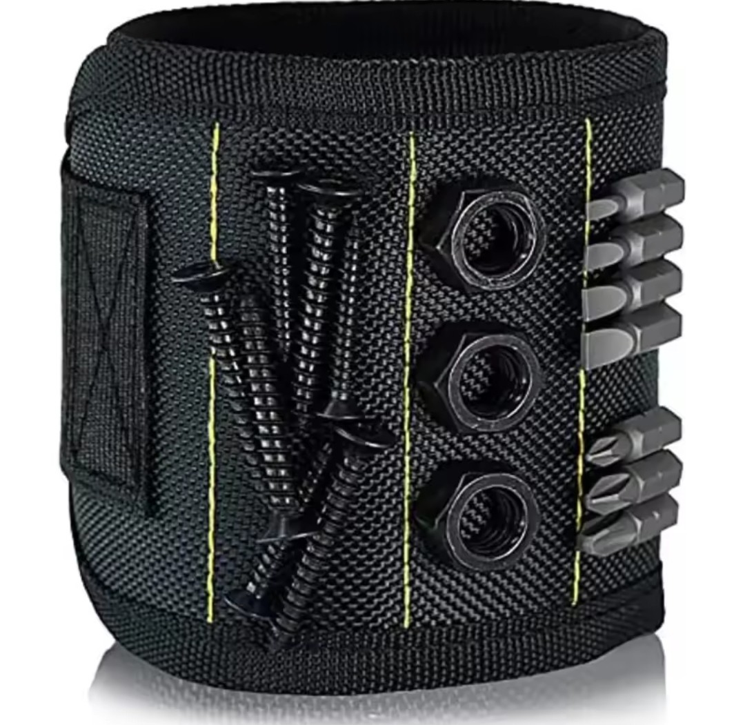 Powerful magnetic tool magnetic wristband – used to secure screws, nails, drill