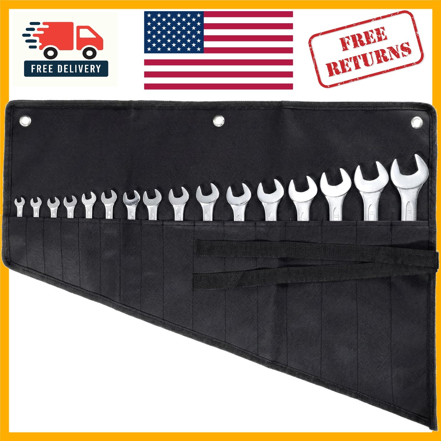 16 Pockets Wrench Roll Organizer Wrench Pouch Roll up with Water Proof Oxford Cl