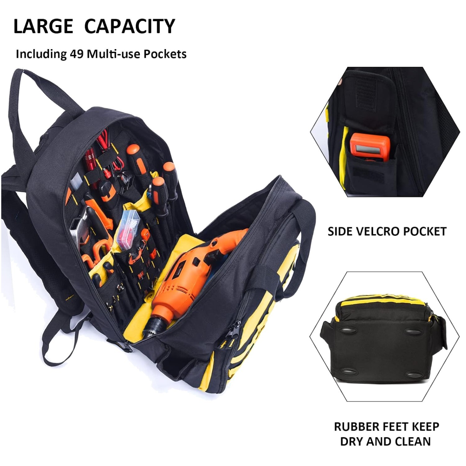 Electrician Industrial Tools Organizer Backpack, Yellow