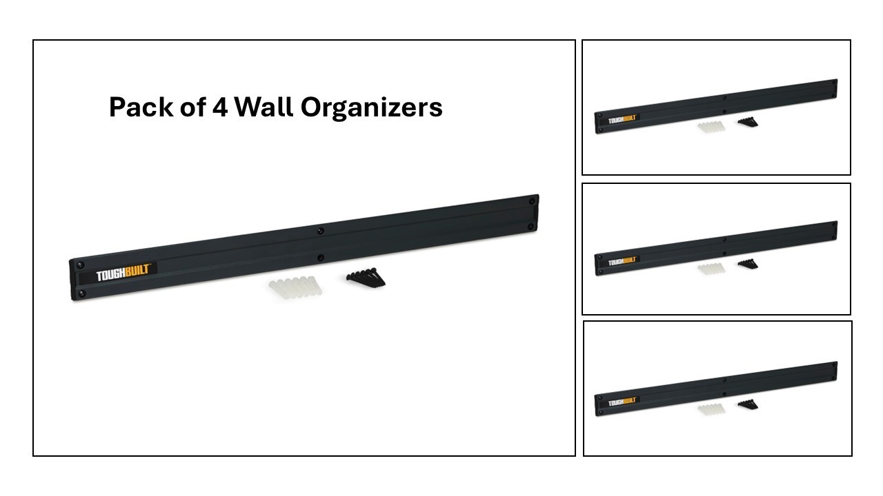 ToughBuilt–24″ Wall Organizer, Heavy-Duty Steel Wall Rail, Tool & Pouch Storage