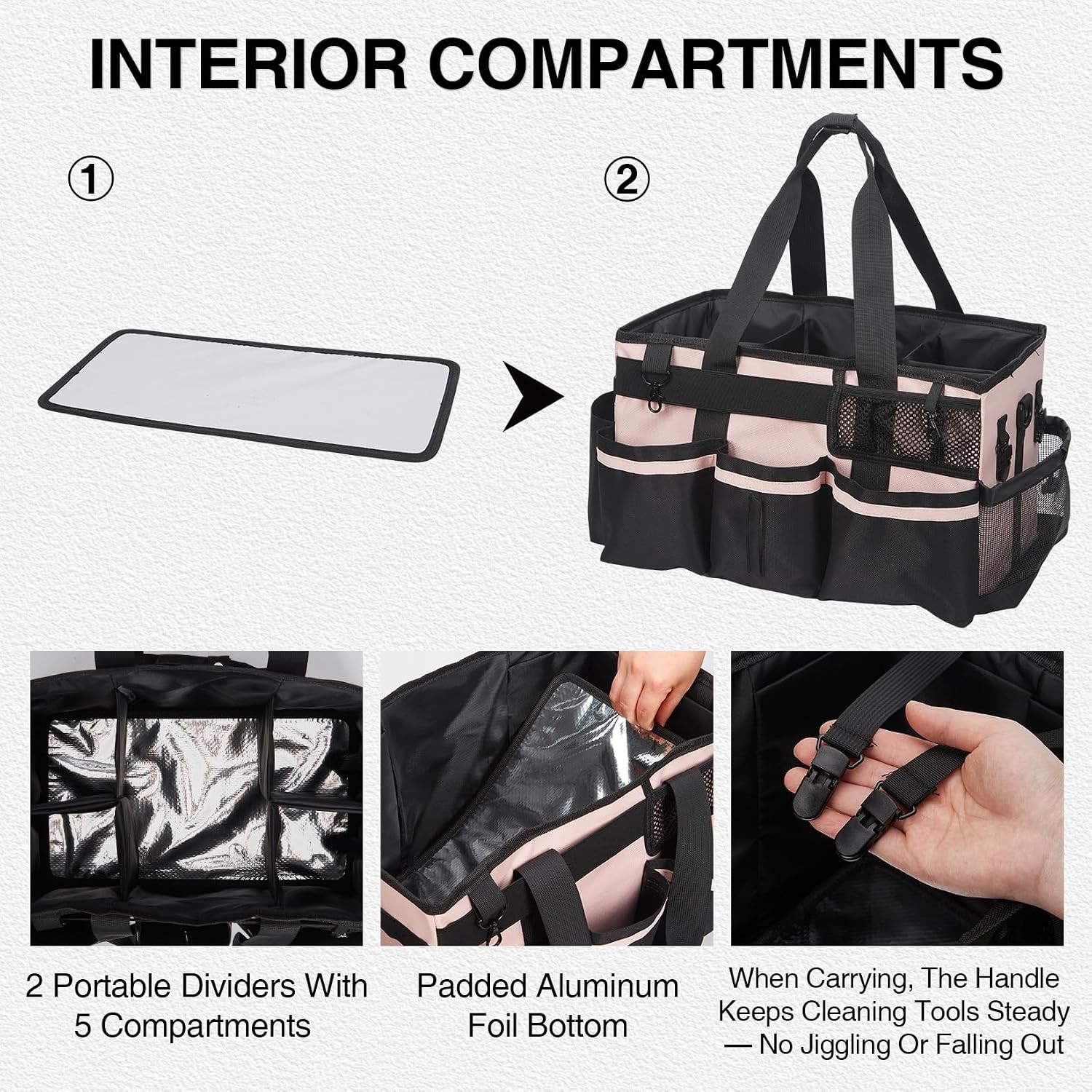 Extra Large Wearable Cleaning Tool Bag with Adjustable Shoulder Strap Green/Pink