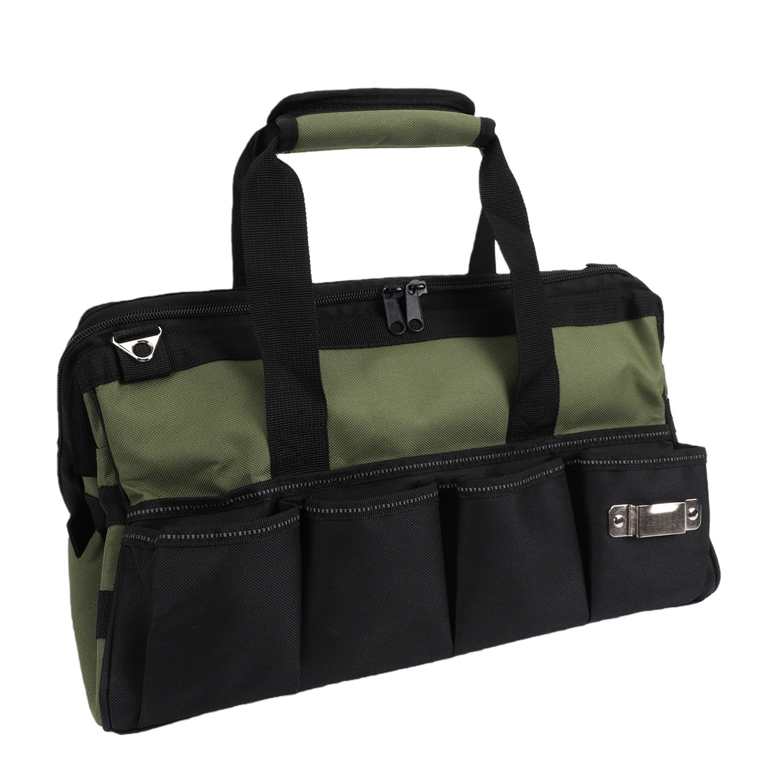 Heavy Tool Bag 15 Inch 25 Pockets Soft Tool Organizer For Electrician Green
