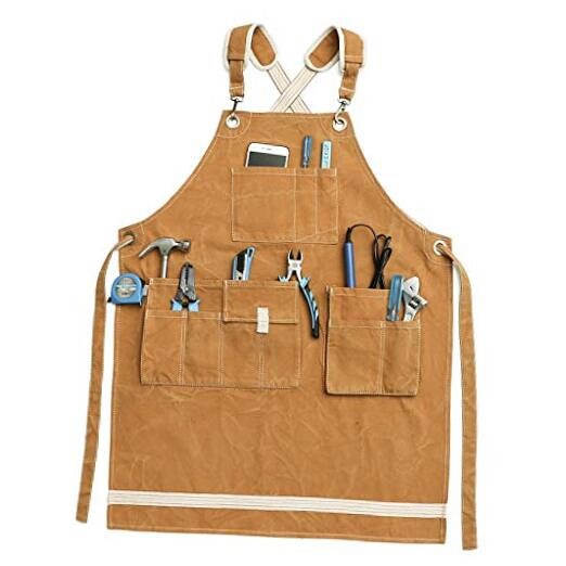 Water-Resistant Work Aprons Heavy Duty Adjustable:L to XXXL Yellowish Brown