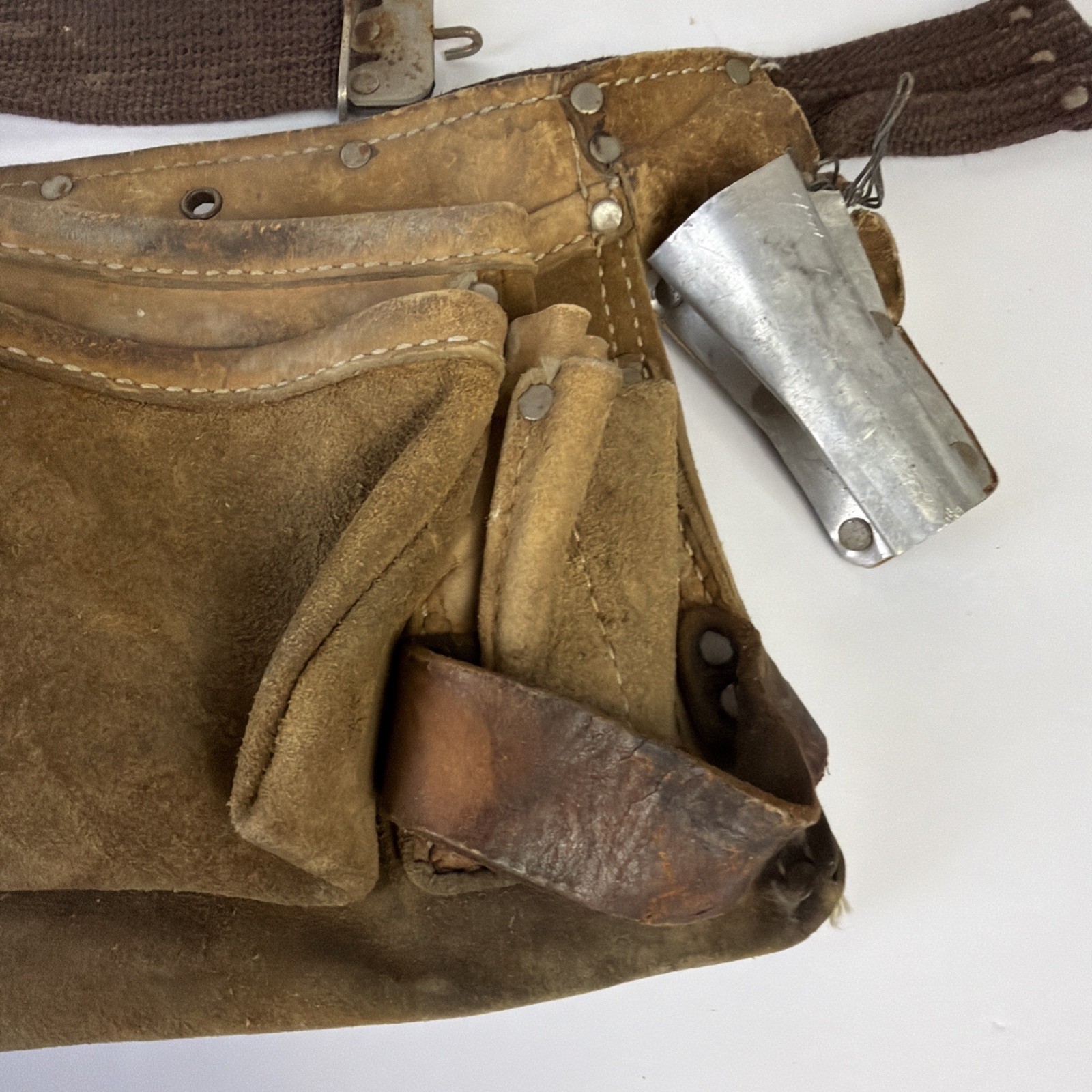 Nicholas Heavy Split Cowhide Tool Belt USA Made Sturdy Vintage Carpenters Belt
