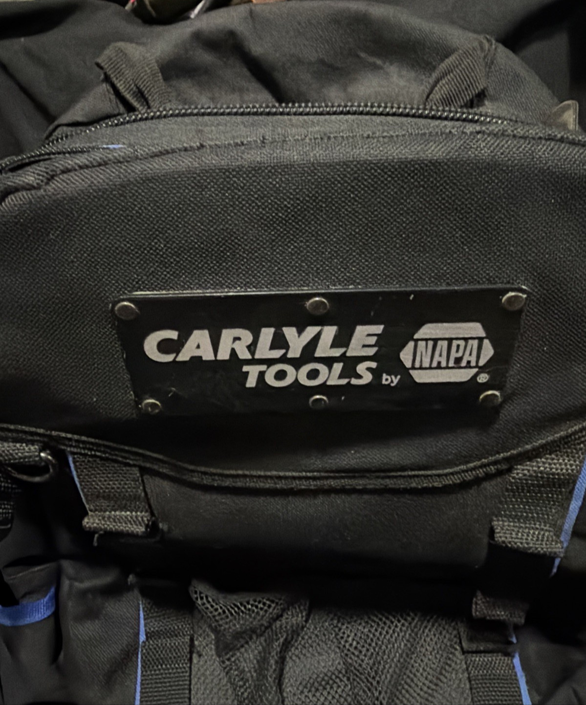 Carlyle Tools by Napa Tool Backpack Hard Bottom, Black/Blue with Tool Insert