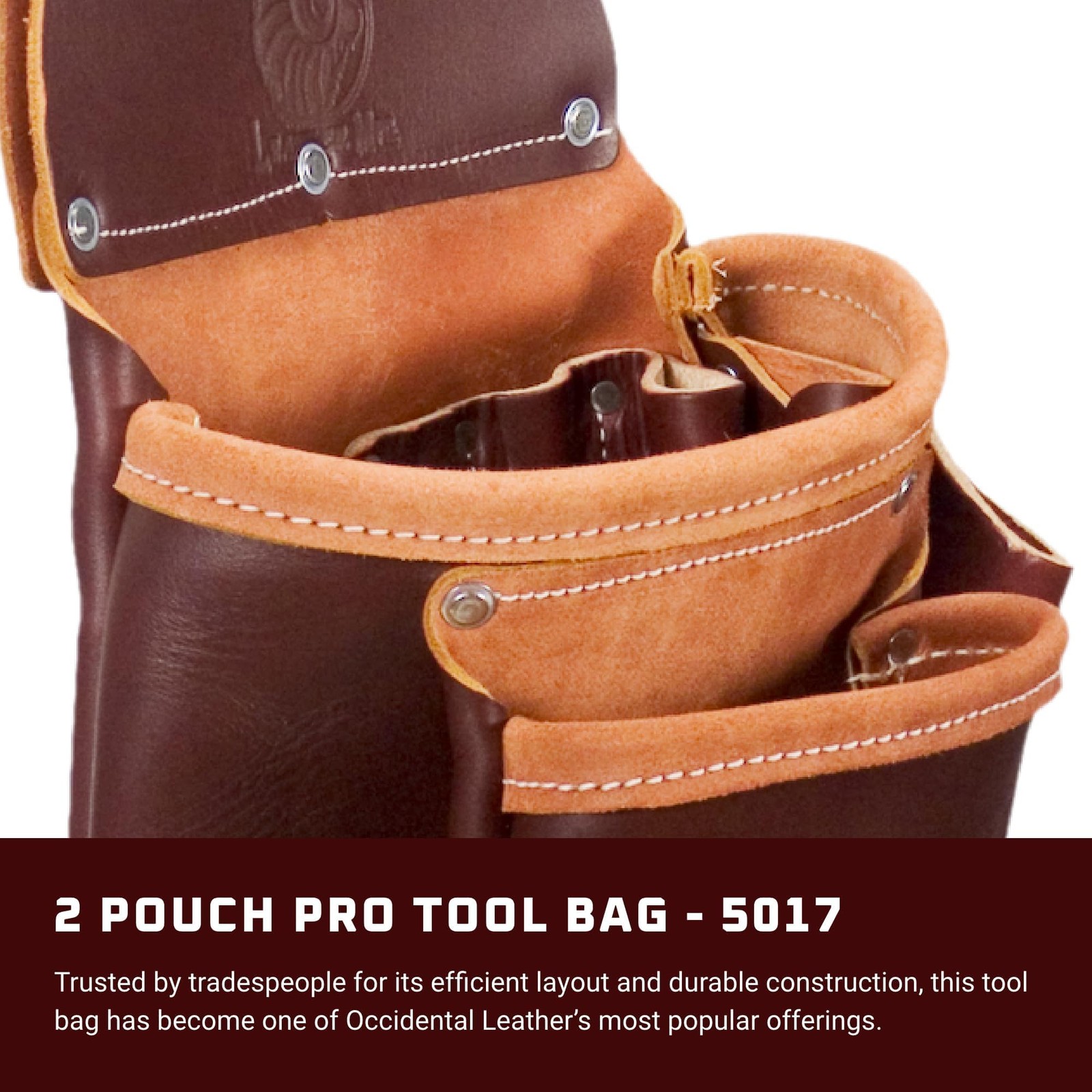 Occidental Leather 2 Pouch Pro Tool Bag – 9 Pockets Tool Holders – Made in USA