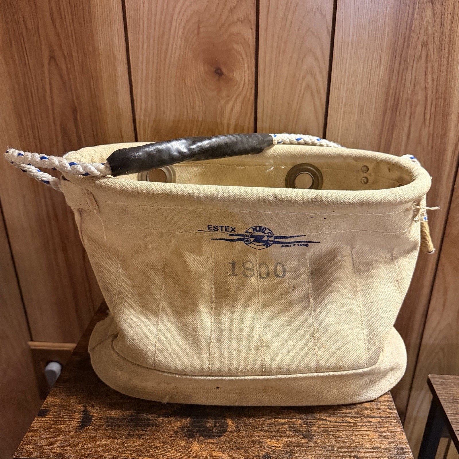 Vintage Estex 1800 Canvas Aerial Tool Bucket LILCO Lineman