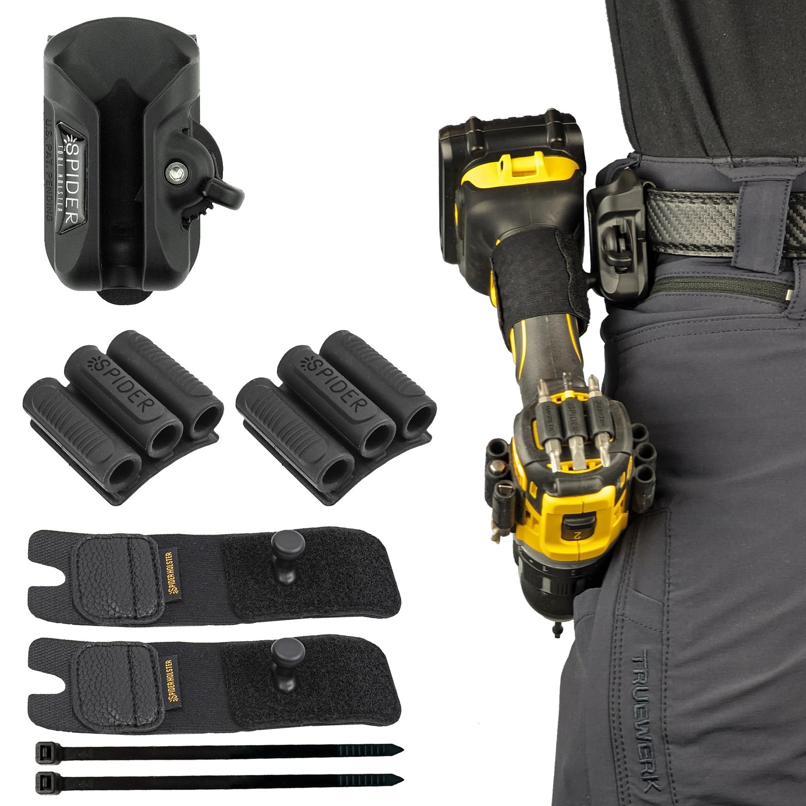Tool Holster – Dual Tool Kit – Adhesive BitGrippers + Self Locking, Quick Dra…