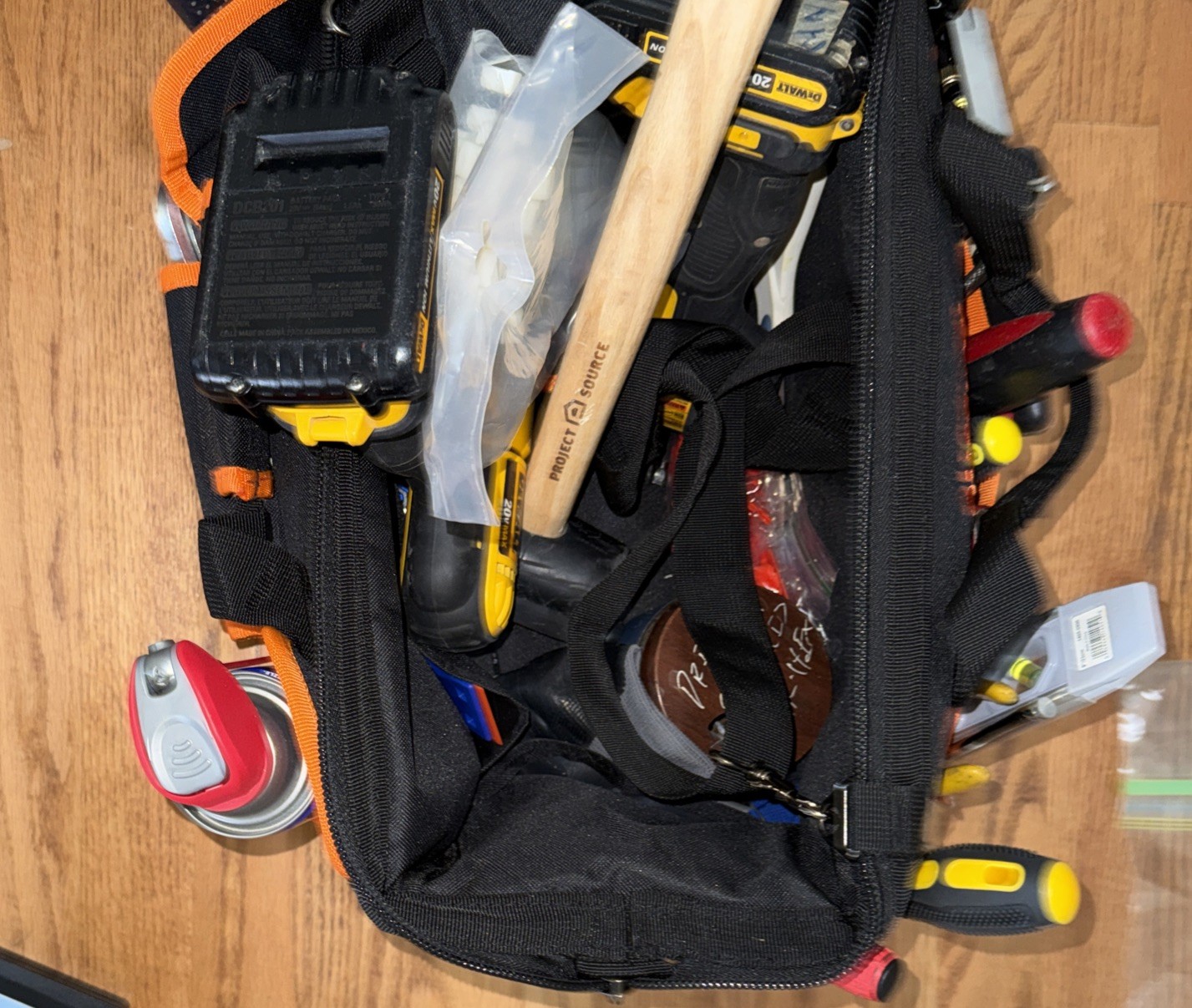 Tool Bag Wide Mouth 16 Pockets Adjustable Shoulder Strap Tool Clip Oxford 1680D