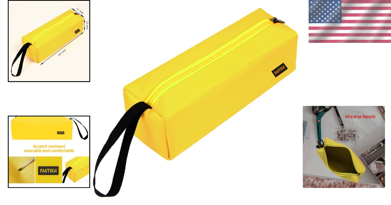 Durable Yellow Zipper Utility Tool Bag – Multi-Purpose Storage Pouch for Tools