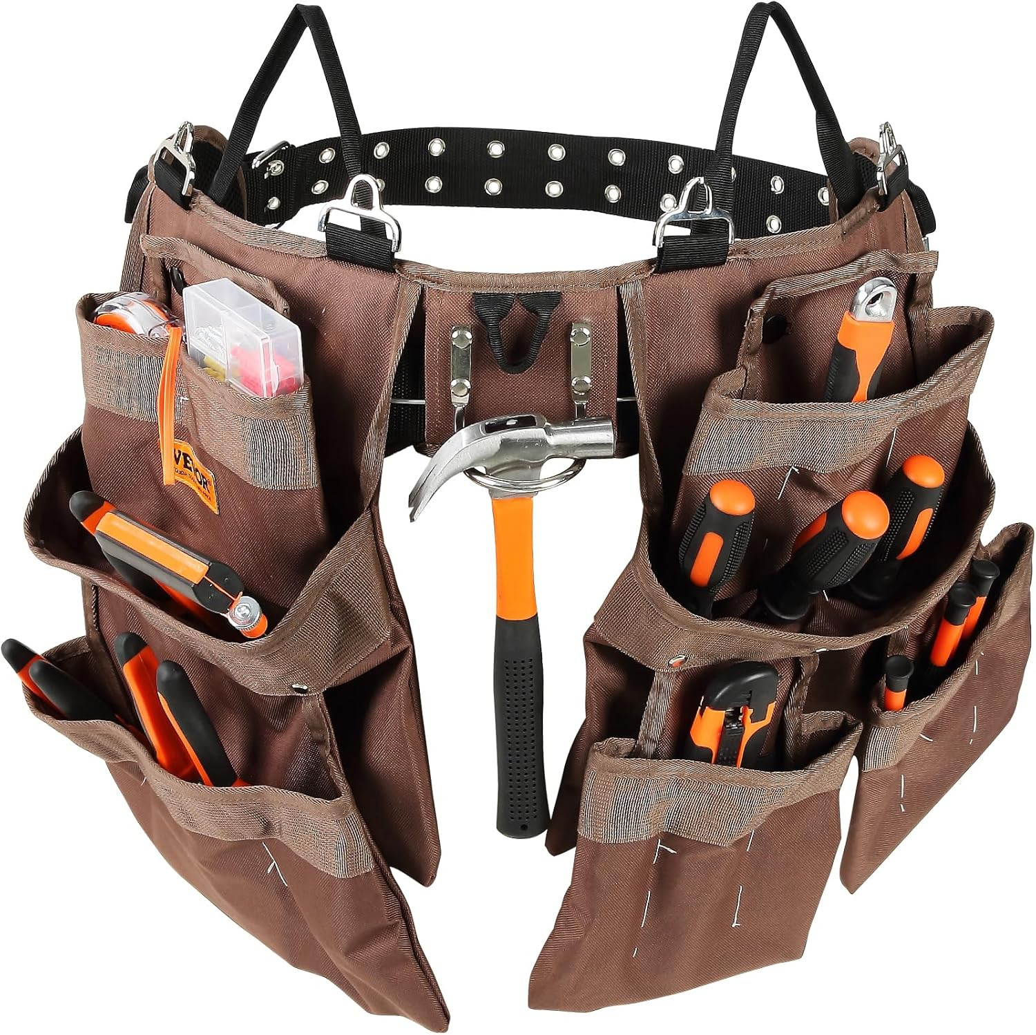 Tool Belt, 19 Pockets, Adjusts from 32 Inches to 54 Inches, Polyester Heavy Duty