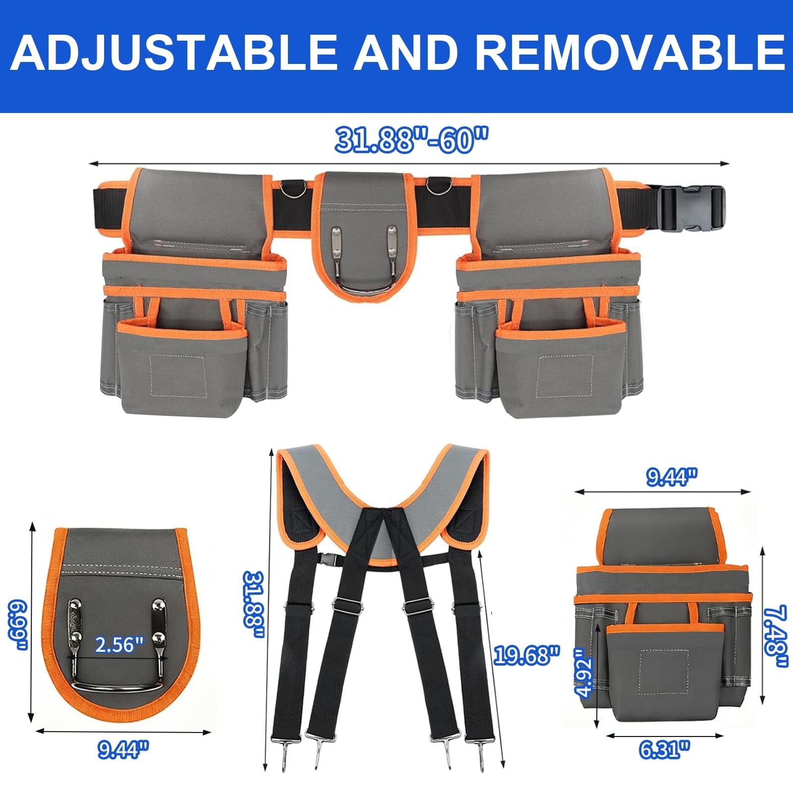 Tool Belt, Magnetic Tool Pouch With Suspenders, Professional Tool Belts for M…