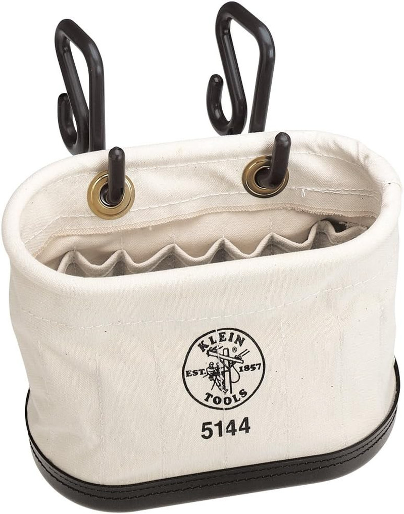 Klein Tools 5144 Canvas Bucket, Aerial Oval Tool Bucket with Black Molded Polypr