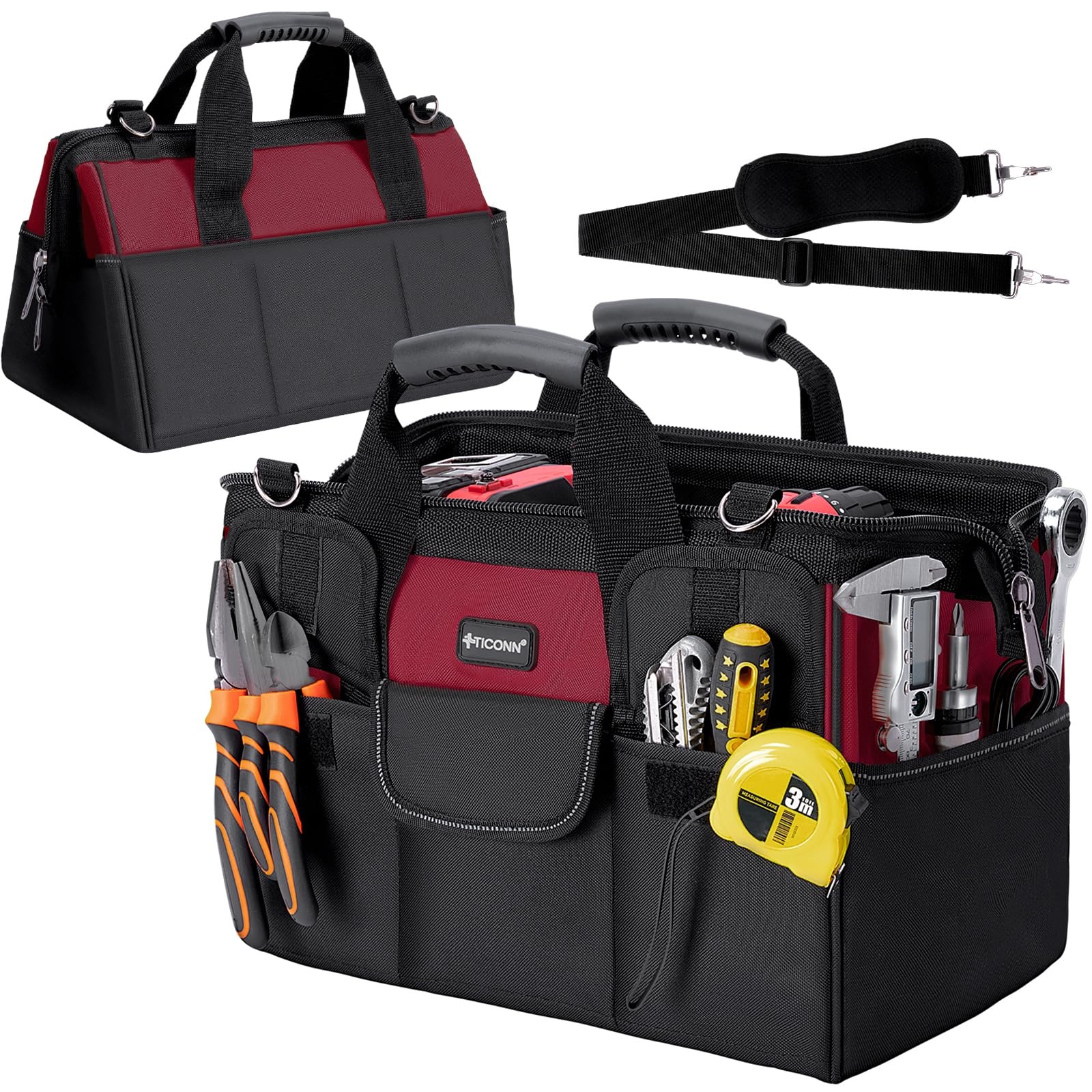 Heavy Duty Tool Bag with Multi-Pockets, Portable Tool Box Organizer Storage B…