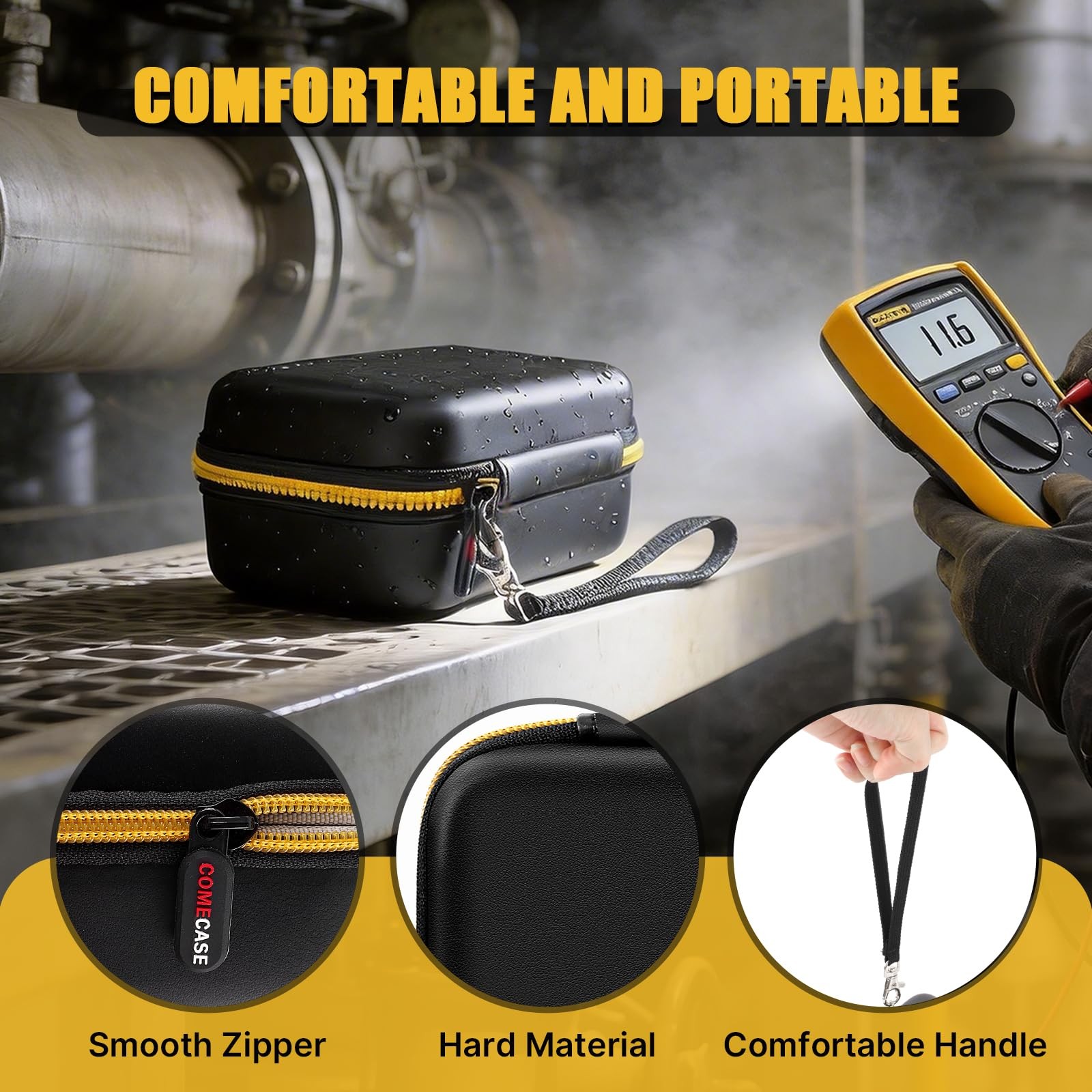 Comecase Hard Carrying Case for 7.5 x 4.3 x 2.95 inches, Black+Inside Grey