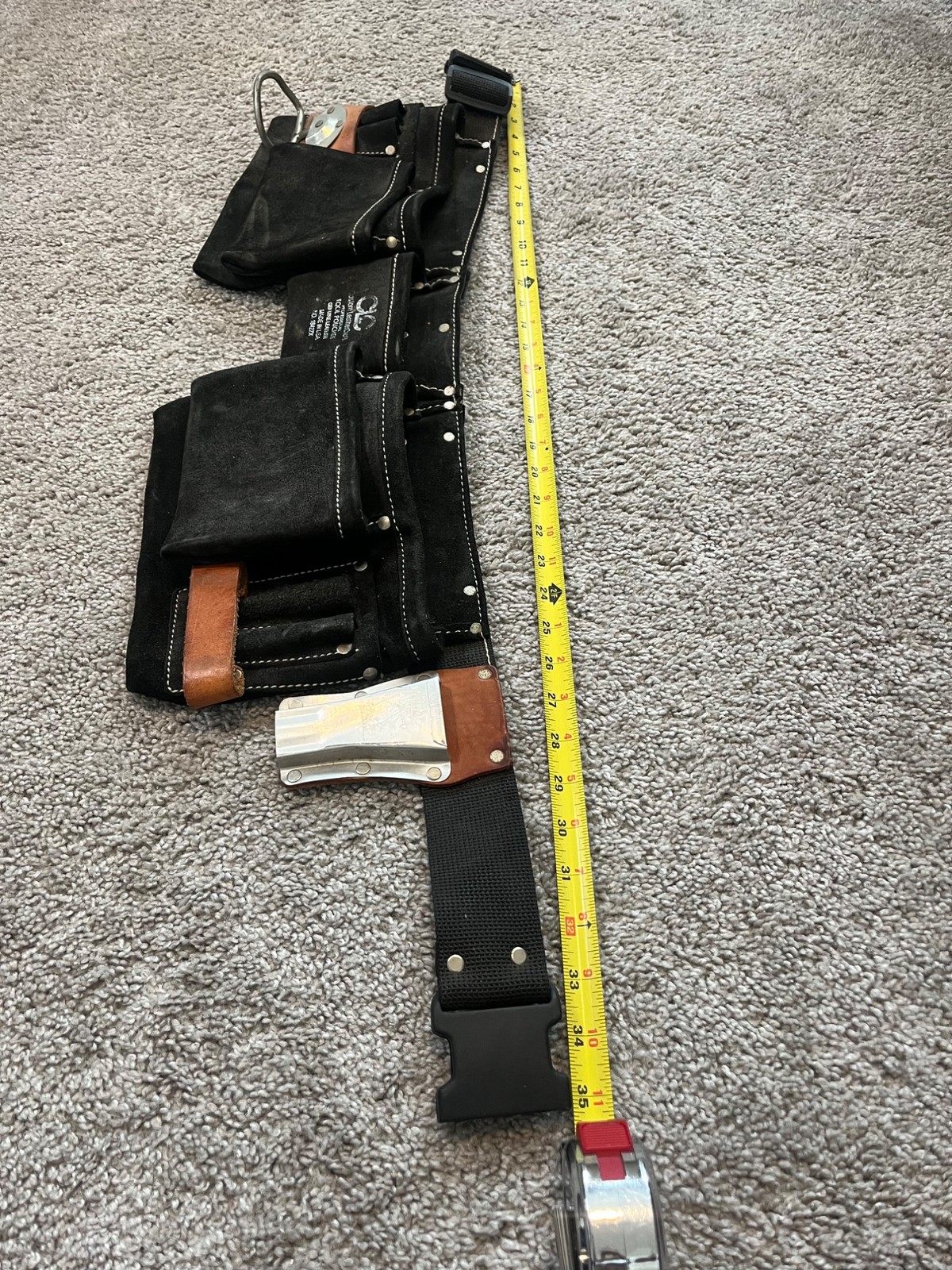 Vtg CLC Custom LeatherCraft Black Tool Belt Pouches Hammer Holder No 38427X USA