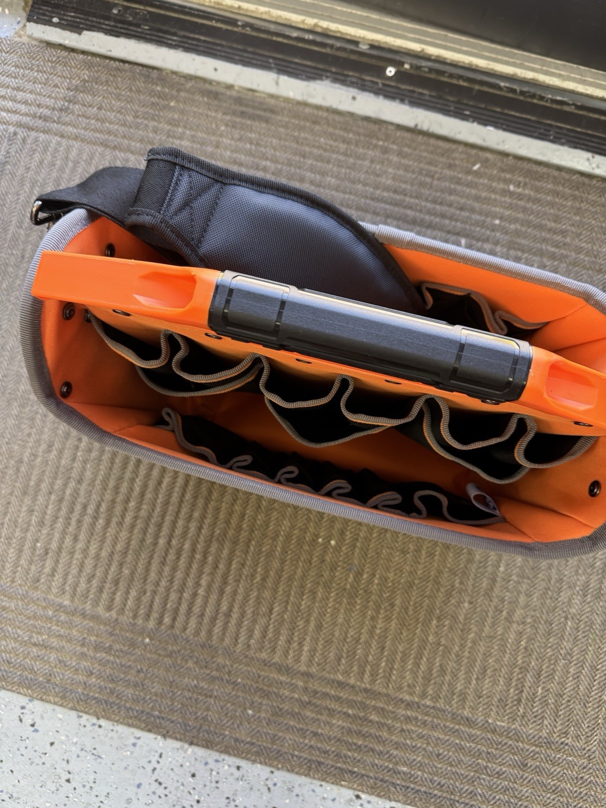 Klein Tools 62202Mb Tool Bag, Black/Orange, 1680D Ballistic Weave Body; Hard