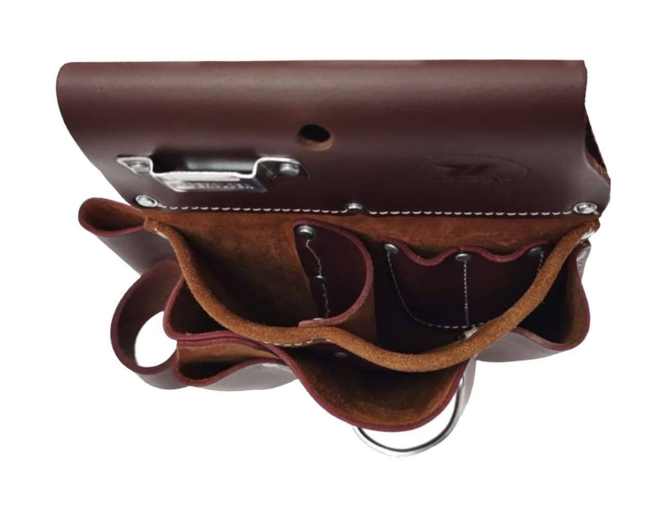 11 Pocket Pro Leather Drywall Pouch Professional Grade Tool Bag Cherry Finish