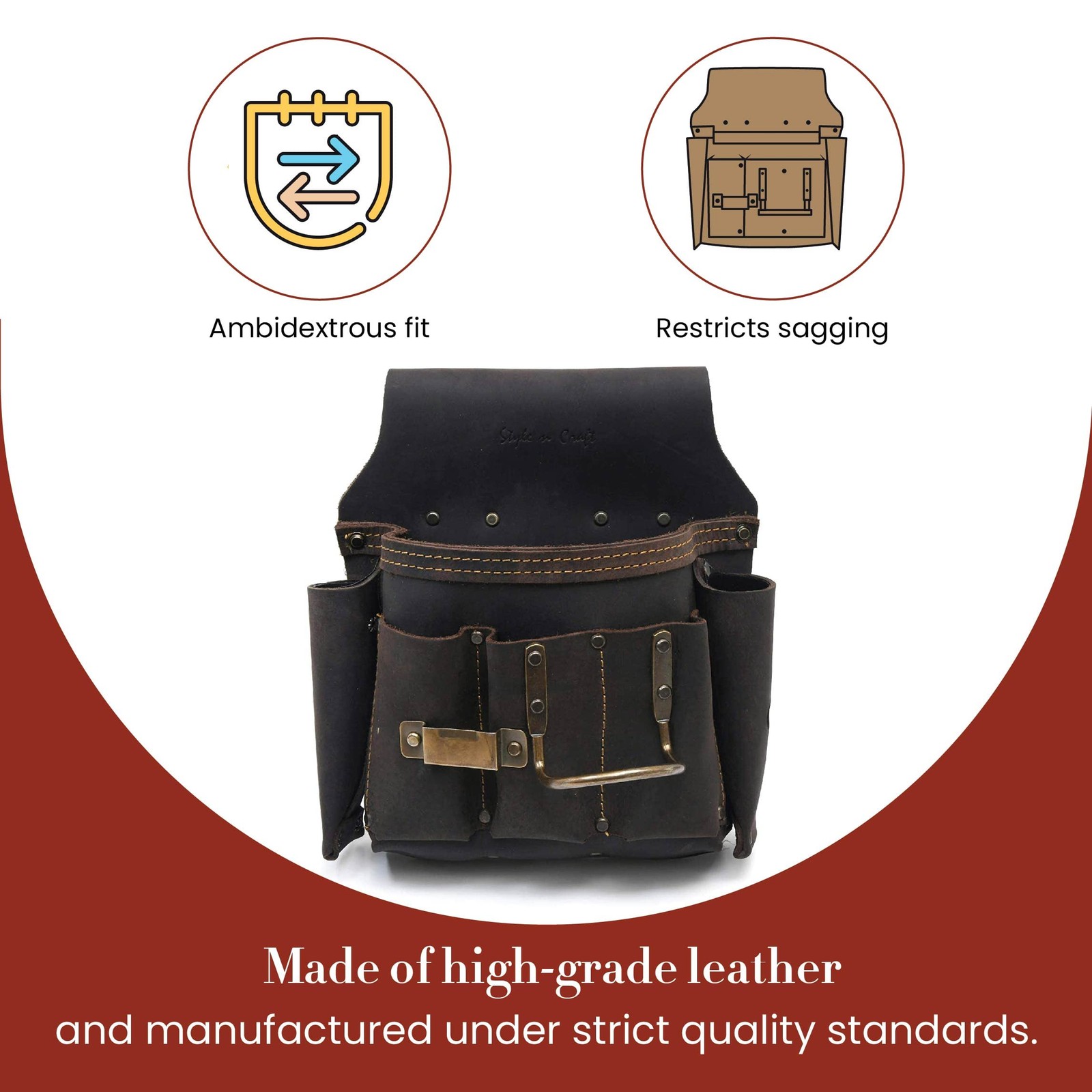 6-Pocket Drywall Hanger’s Tool Pouch, Heavy-Duty Leather Tool Pouch, Perfect …