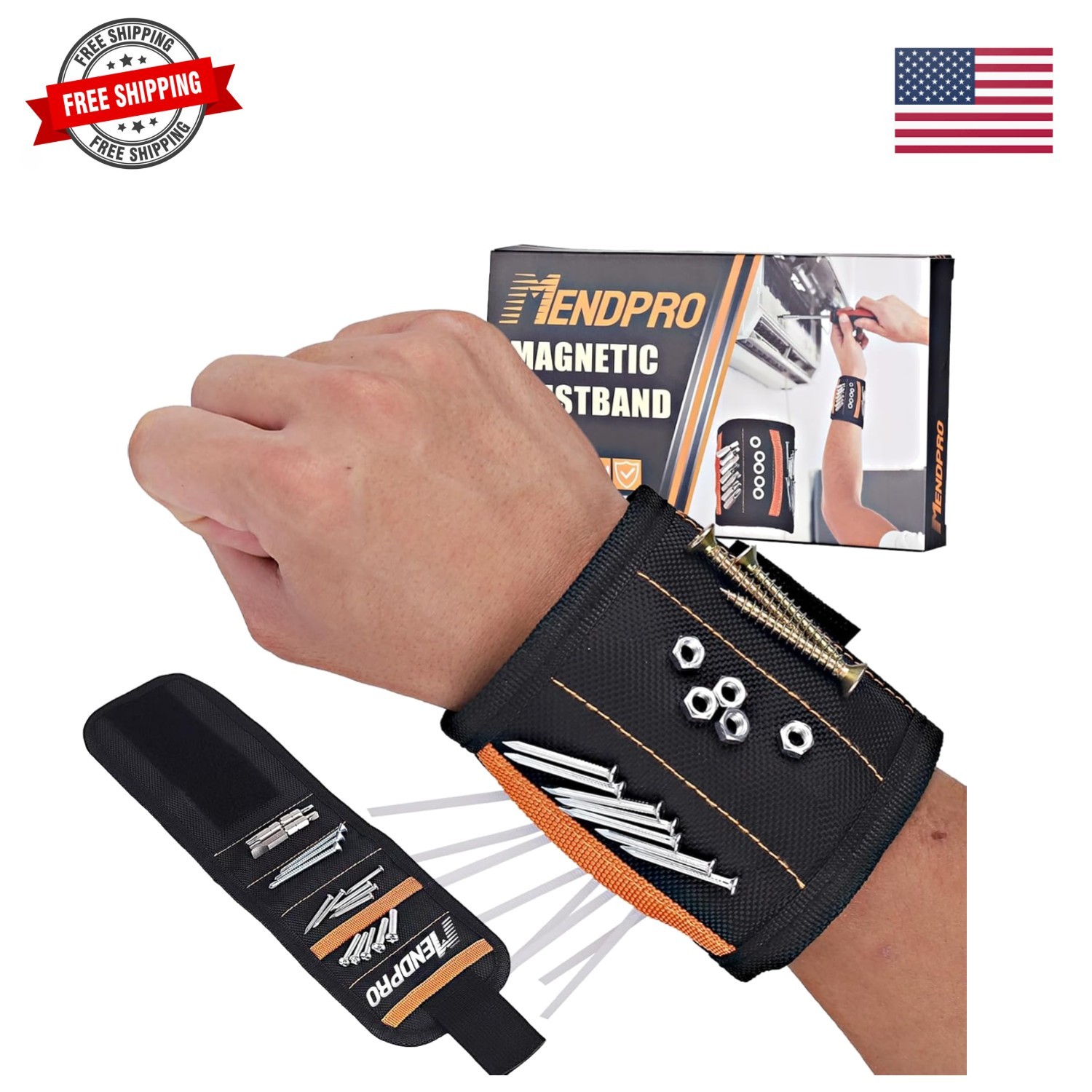 Magnetic Wristband for Tools, Screws, Nails and Drill Bits, Made from 15 Stro…