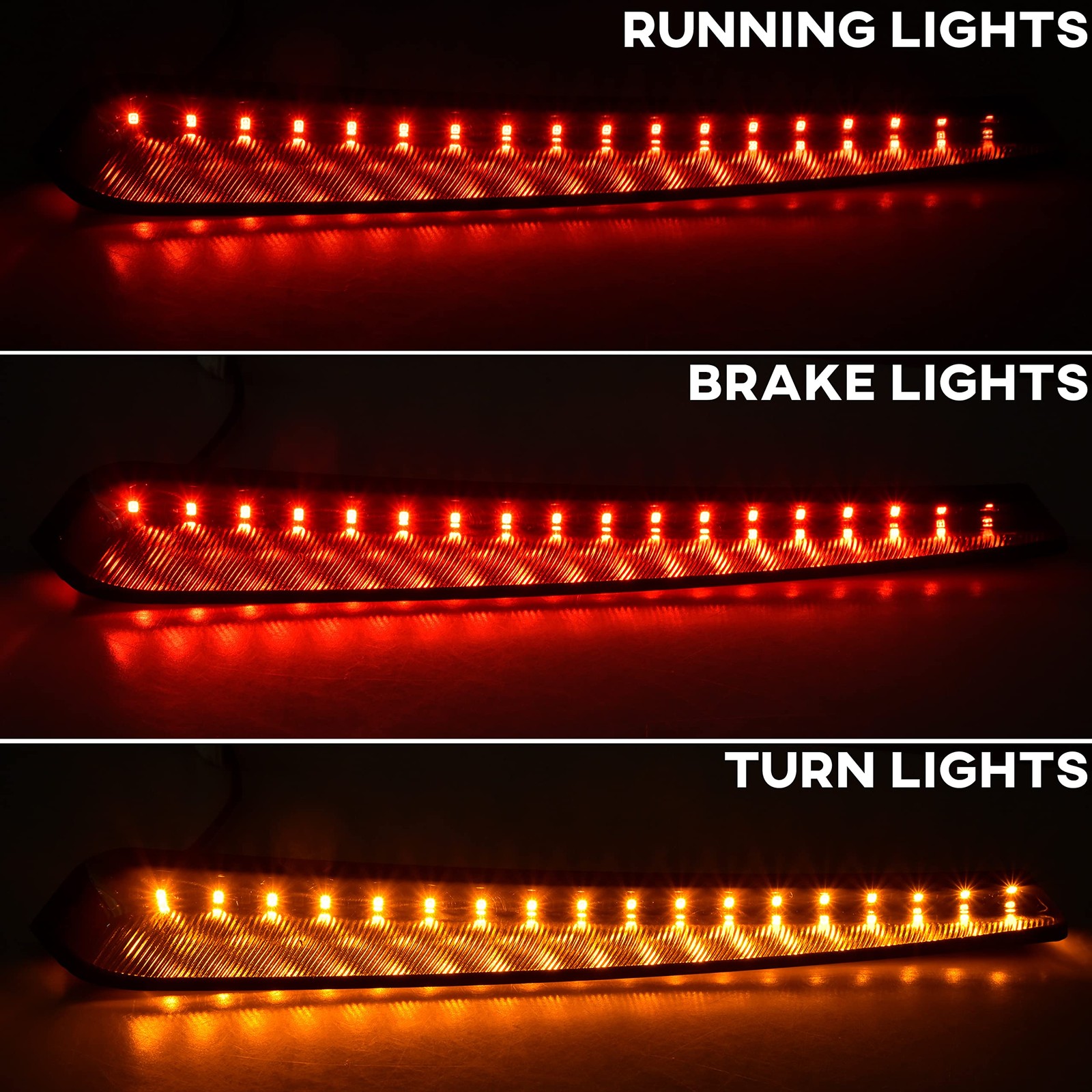 LED Saddlebag Side Marker Lights Kit, Smoked Lens Extend Rear Saddlebag Brake Tu