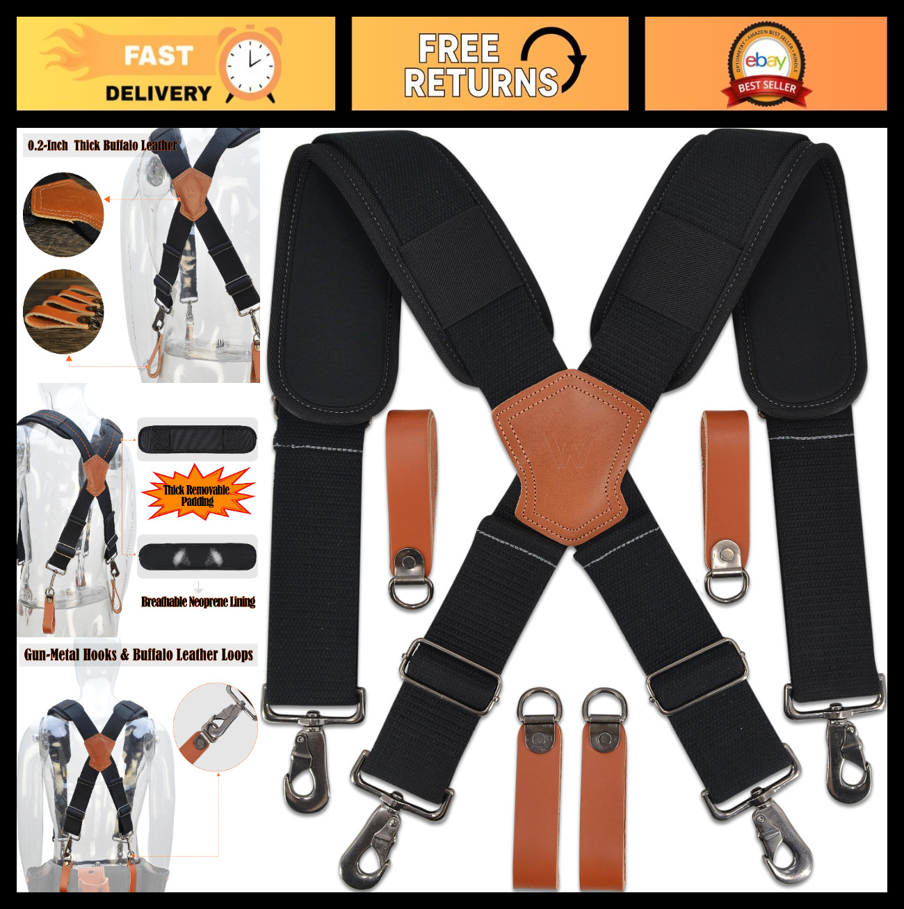 Lightweight Padded Tool Belt Suspenders for Men | Sturdy Carpenter Support Gear