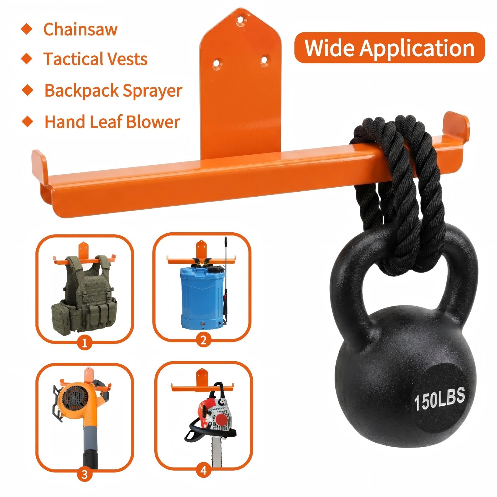 Heavy Duty Backpack Leaf Blower Wall Mount Rack Garage Organizer 150lb Steel New