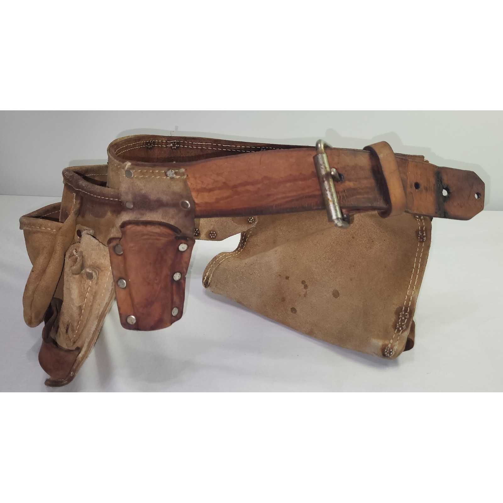 AWP Tool Belt Brown Suede Leather Multi Pouch LS-490-603-X