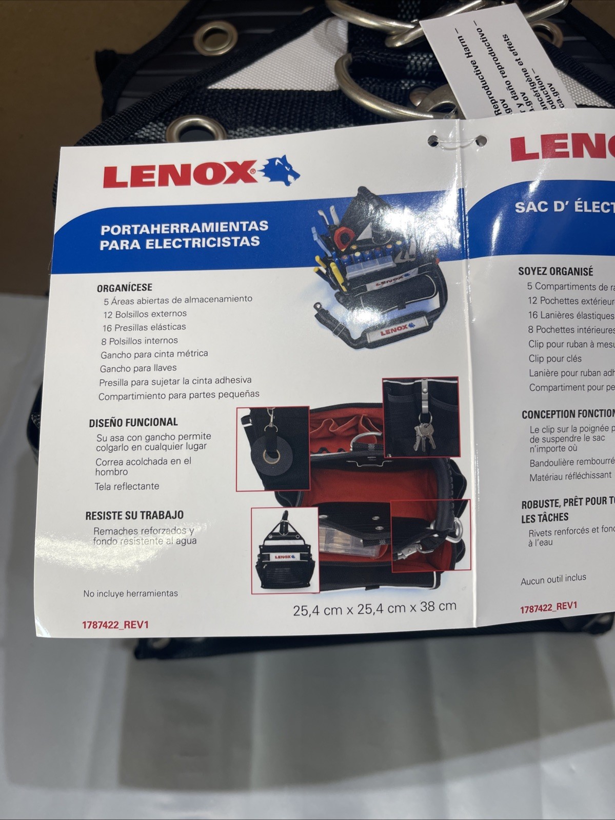 Lenox 1787422 Electrician’s Tote, 10”x10”x15” Get Organized Brand New