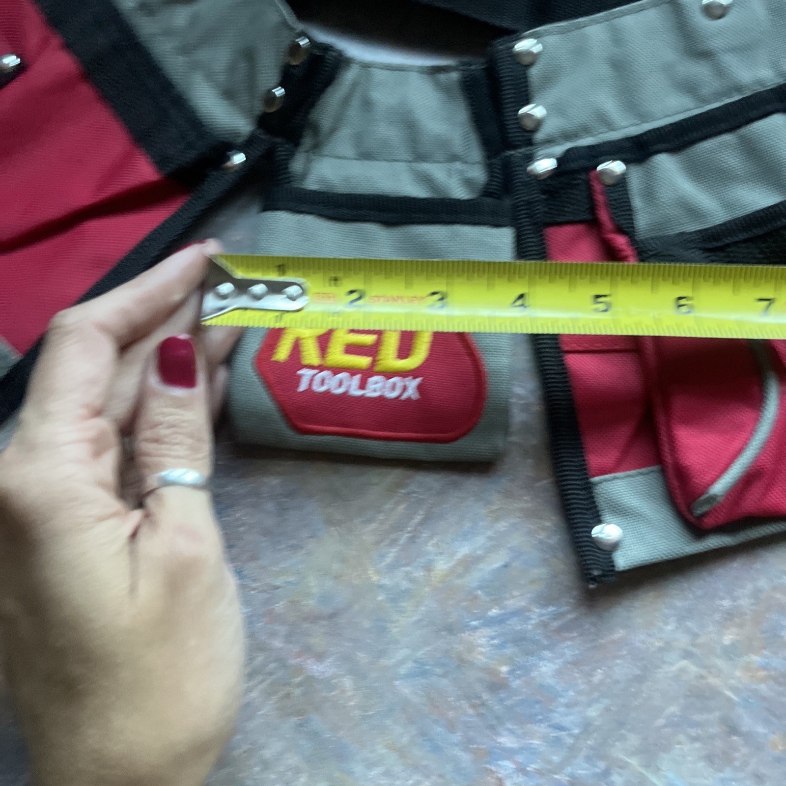 🔥 Youth Red Toolbox Canvas Adjustable Tool Belt Pouch Belt One Size 8+ Kids