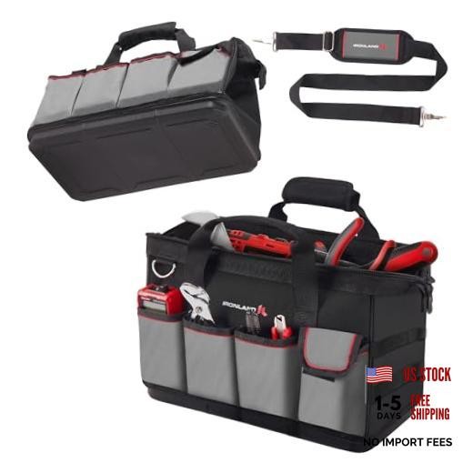 16.5 Inch Hard & Sturdy Bottom Tool Bag Organizer for Men, 16.5 inch Black