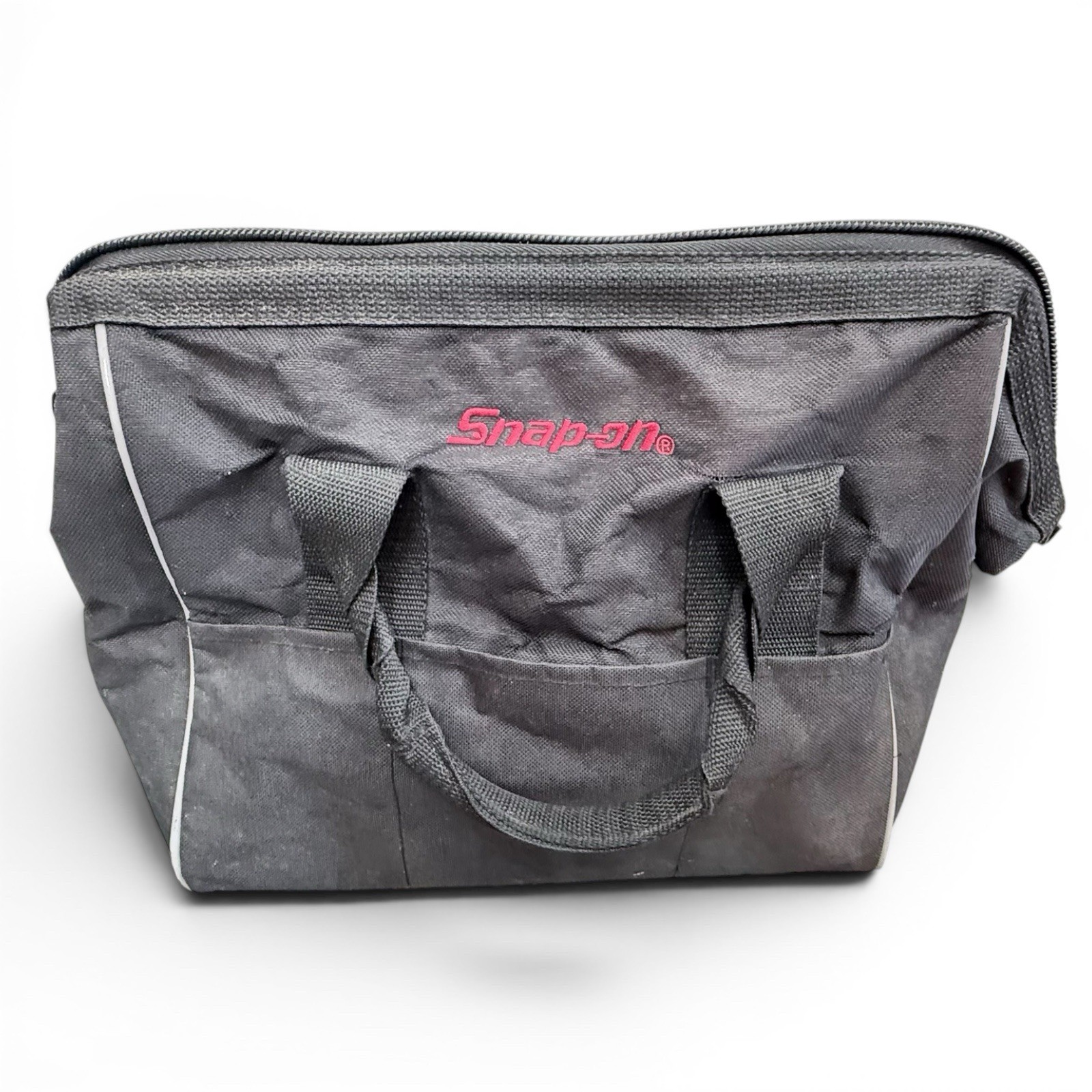 Snap-on Tools Black Canvas Zipper Tool Bag Tote Dual Handles Exterior Pocket