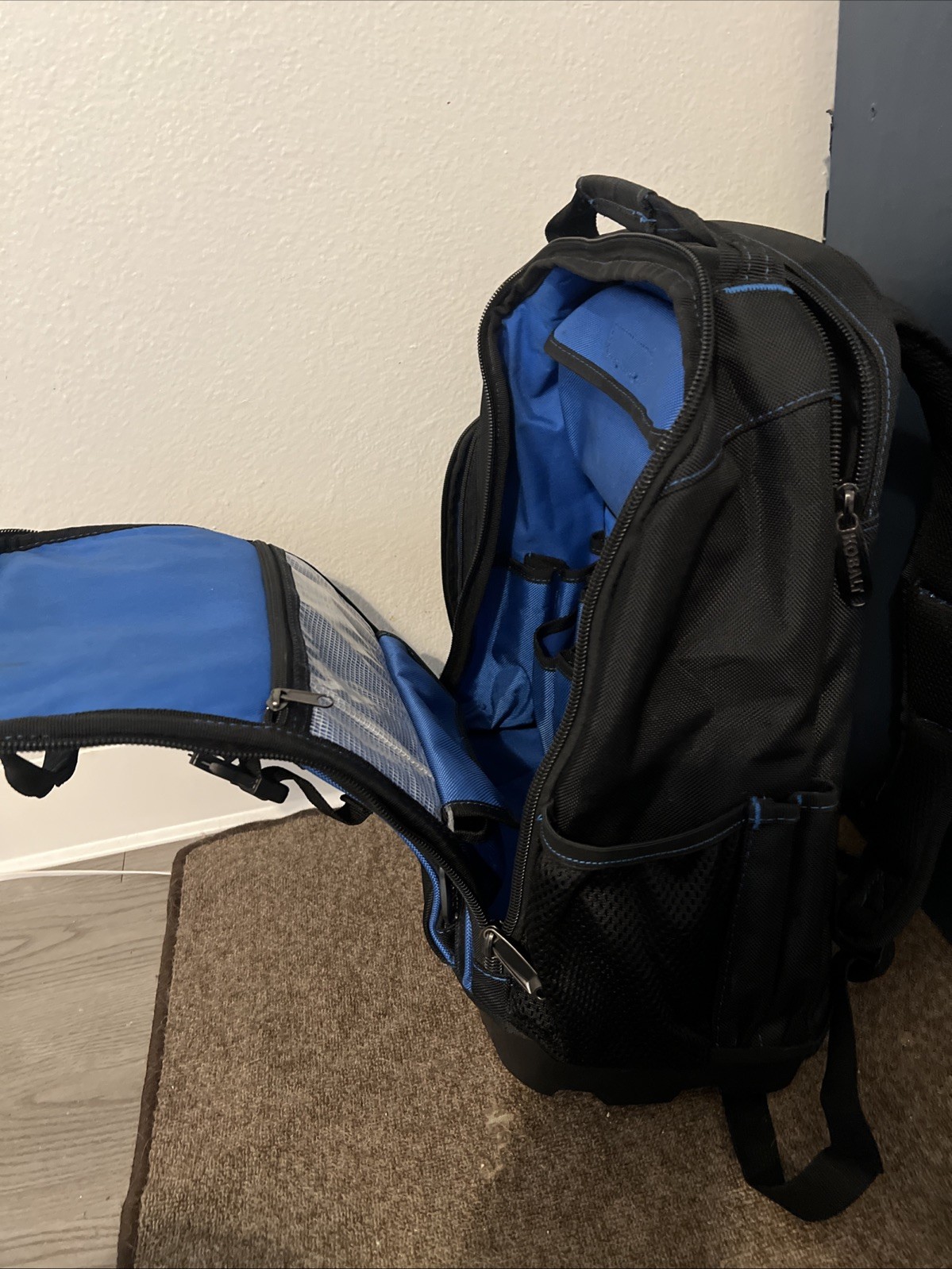 Kobalt Blue Black Polyester Back Pack Tool Bag Adjustable Shoulder Strap