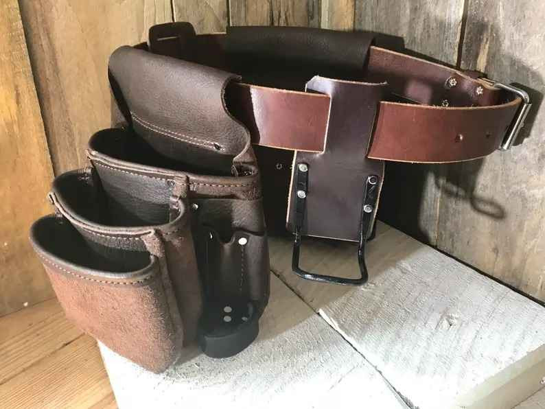 Leather Tool Pouch Belt Bag for Electricians Maintenance Tech Utility Pocket