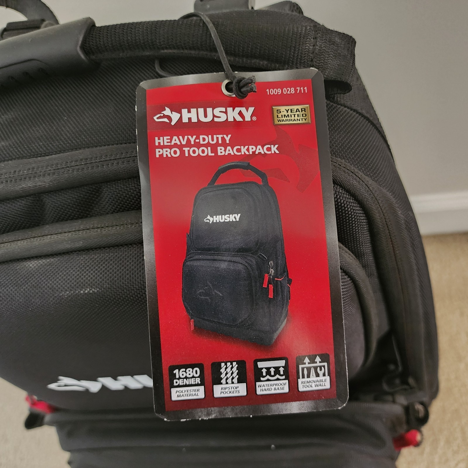 NWT Husky Heavy Duty PRO 1680D Polyester Tool Backpack #H-68007