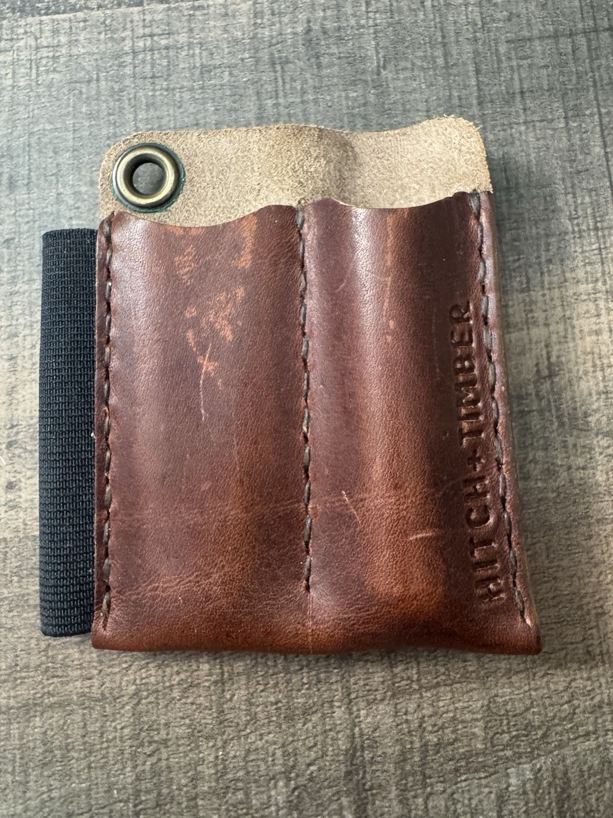 Hitch Timber Brown Leather Tool Pouch with Grommet and Elastic Strap
