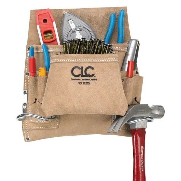 Clc Work Gear I823x Tool Pouch, Tool Pouch, Tan, Leather, 8 Pockets