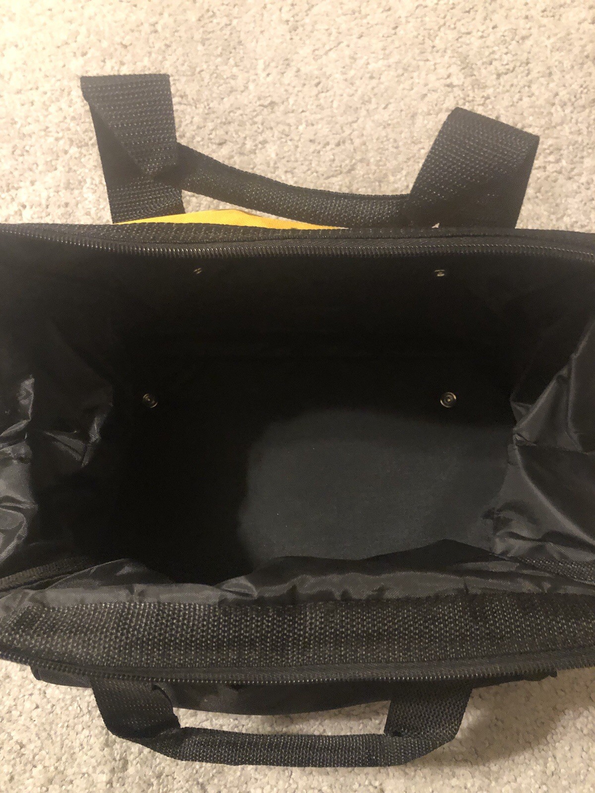 DeWALT Contractor Tool Bag Small Soft Case Zippered Tote Black Yellow Storage