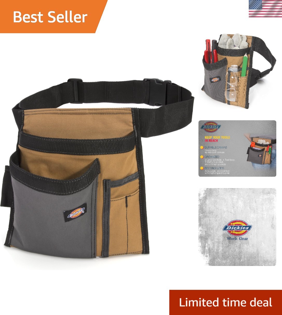 5-Pocket Single Side Tool Belt Pouch/Work Apron, Durable Canvas Construction,…
