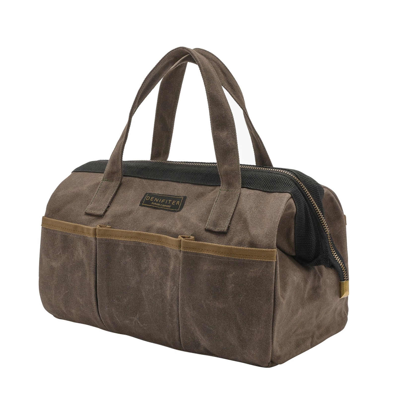 Tool Bag, 13-inch Heavy Duty 16oz Waxed Canvas Wide Mouth Water-Resistant Too…