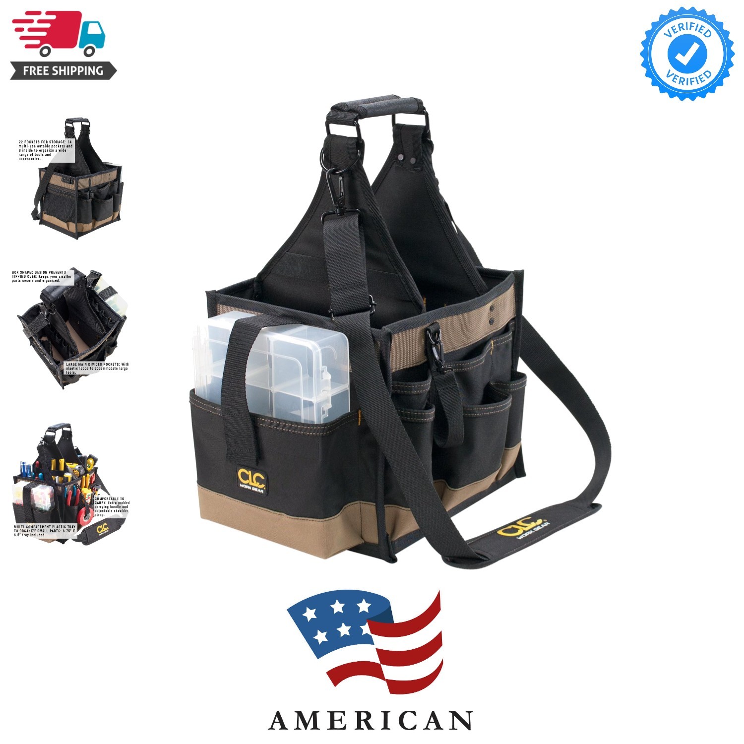 CLC 1528 Large Electrical and Maintenance Tool Carrier, Black