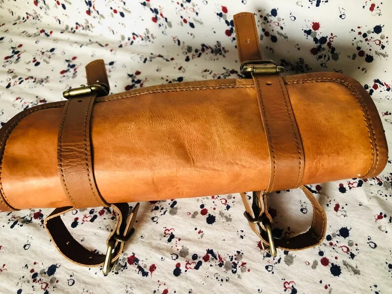 Bag Genuine Leather Vintage Motorcycle Strap Buckle Closure Tool Goat Brown Best