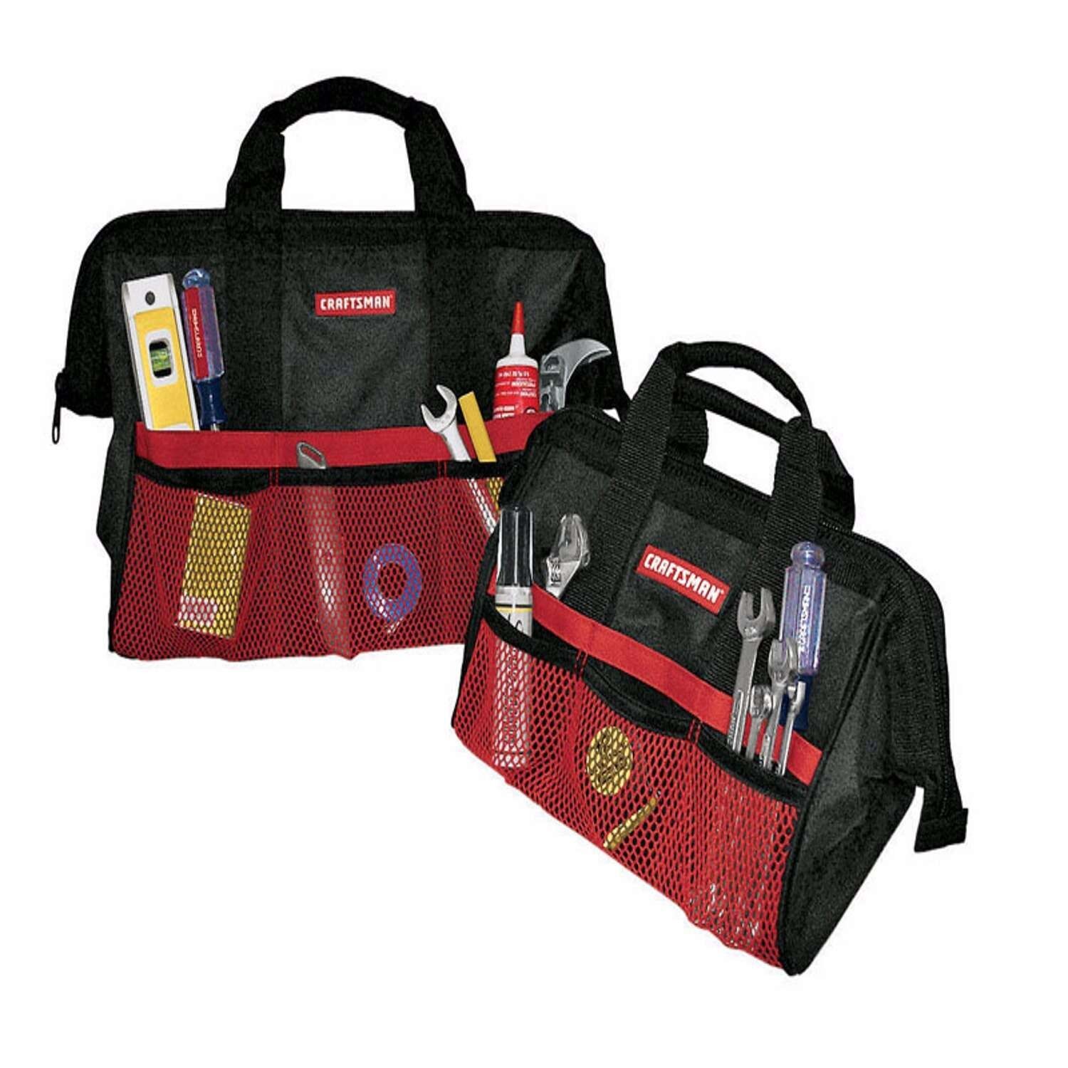 Craftsman Ballistic Nylon Tool Bag Set Black/Red 2 pc. 13″ and 18″ Combination
