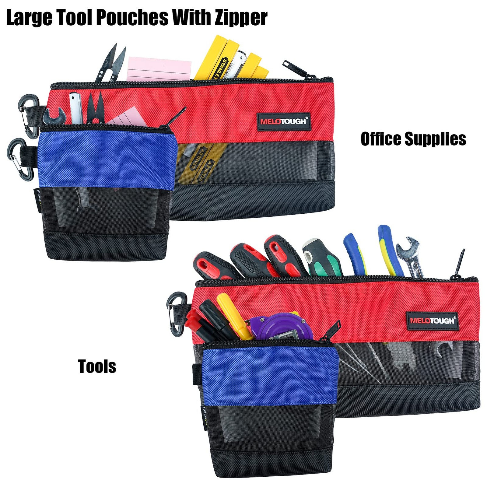 2 Pack Zipper Utility Tool Bag，Small Zipper Bags/Multi-Purpose Tool Pouch Tot…