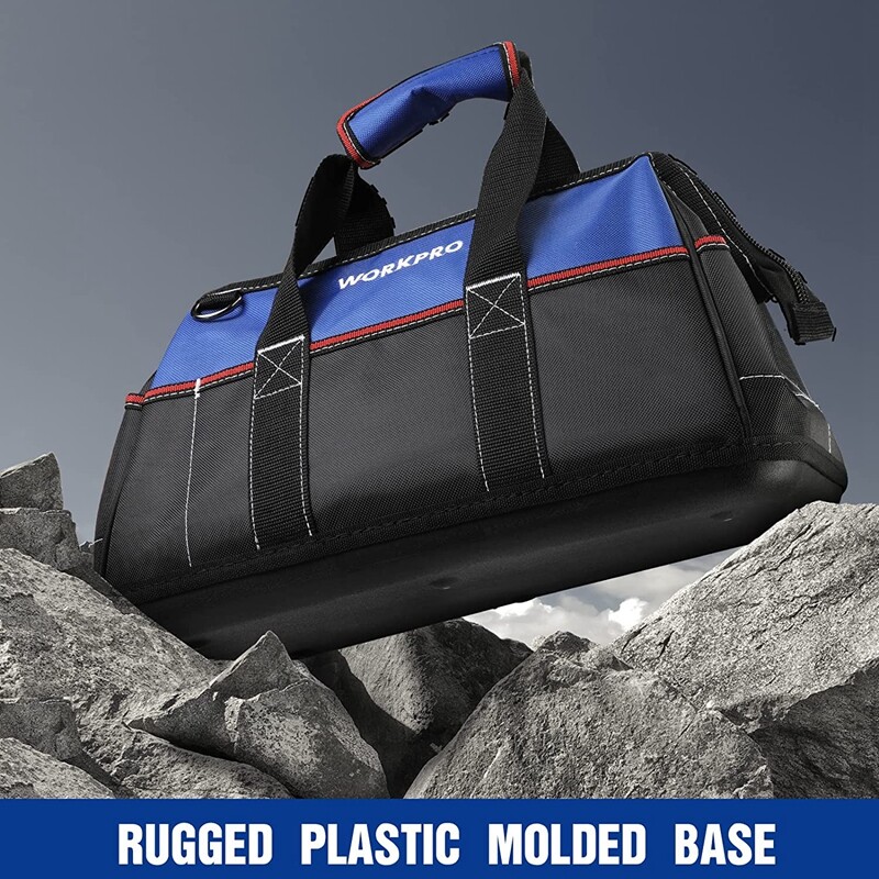 WORKPRO Wide Mouth Tool Bag Heavy Duty Tool Storage Bag w/Shoulder Strap 16-inch