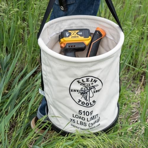 Klein Tools 5109 Canvas Bucket, Wide-Opening Straight-Wall Tool Bucket is Made o