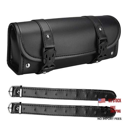 Motorcycle Tool Bag, Motorcycle Fork Bag PU Leather Universal Large Black