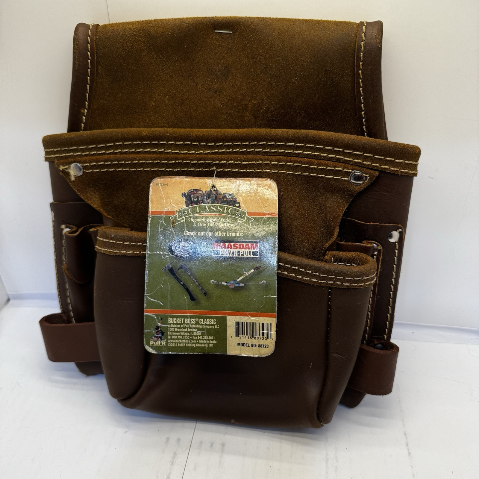 NWT 9 Pocket Pouch 2010 BucketBoss Bucket Boss Classic 88723 Tanned Leather